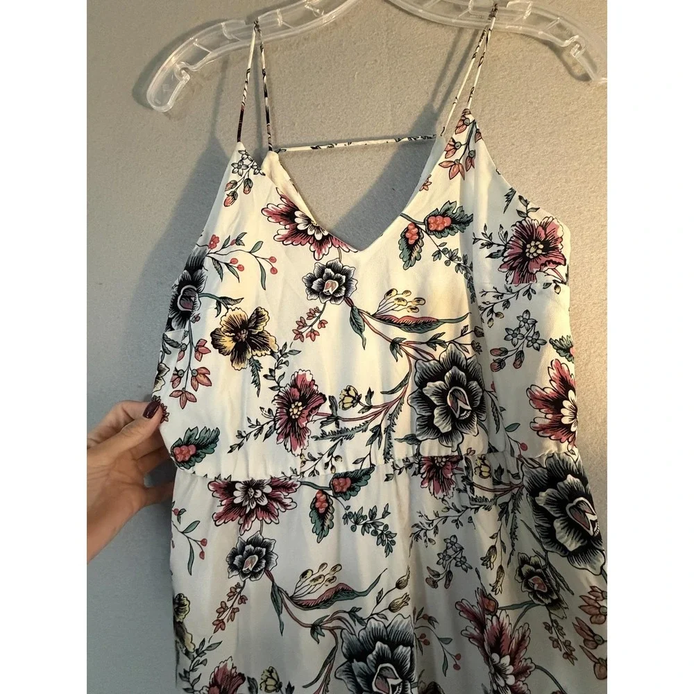 LOFT Dress Womens 2P White Floral V Neck Sleeveless Strappy Maxi Sundress Boho